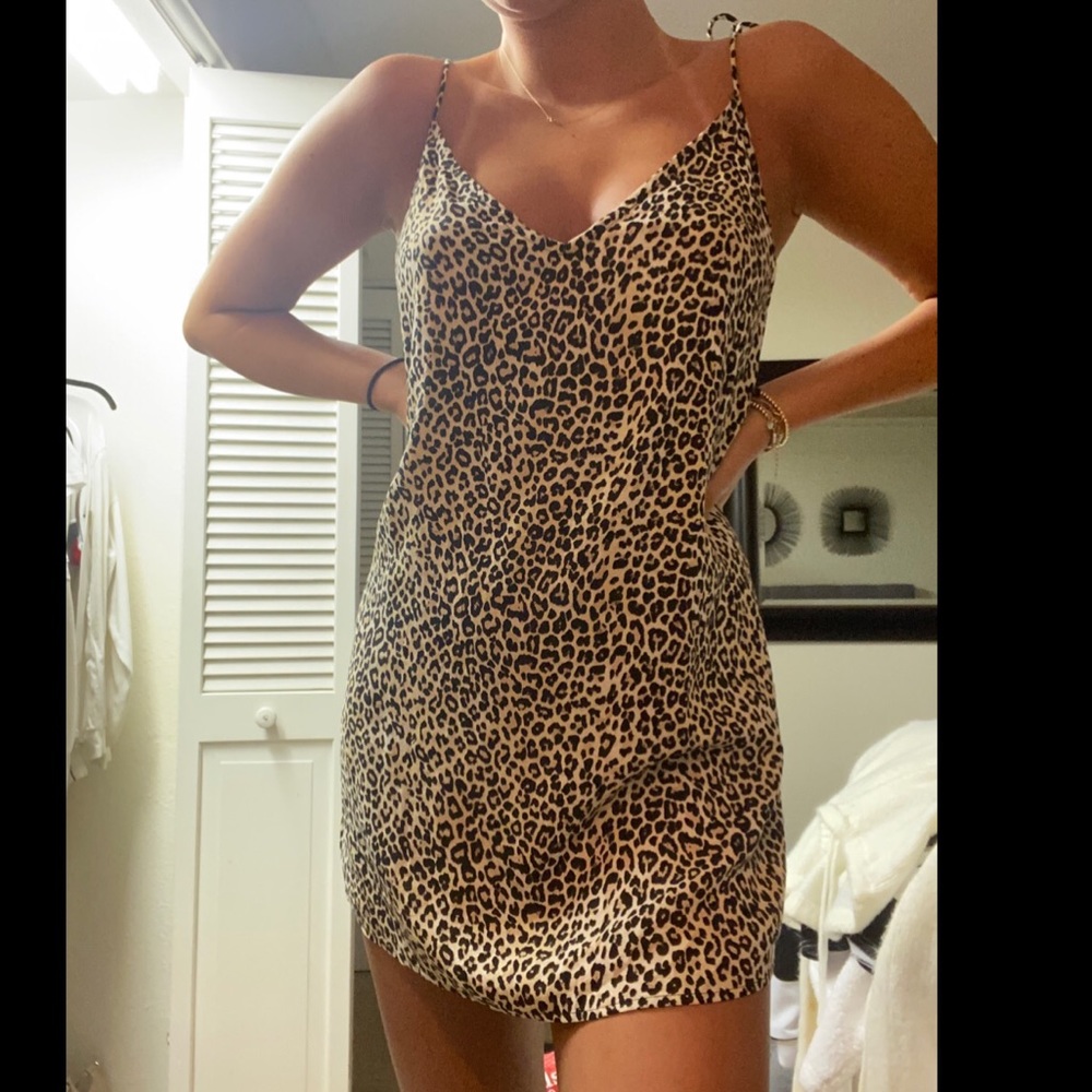 MOTEL Tie Cheetah Print Slip Dress